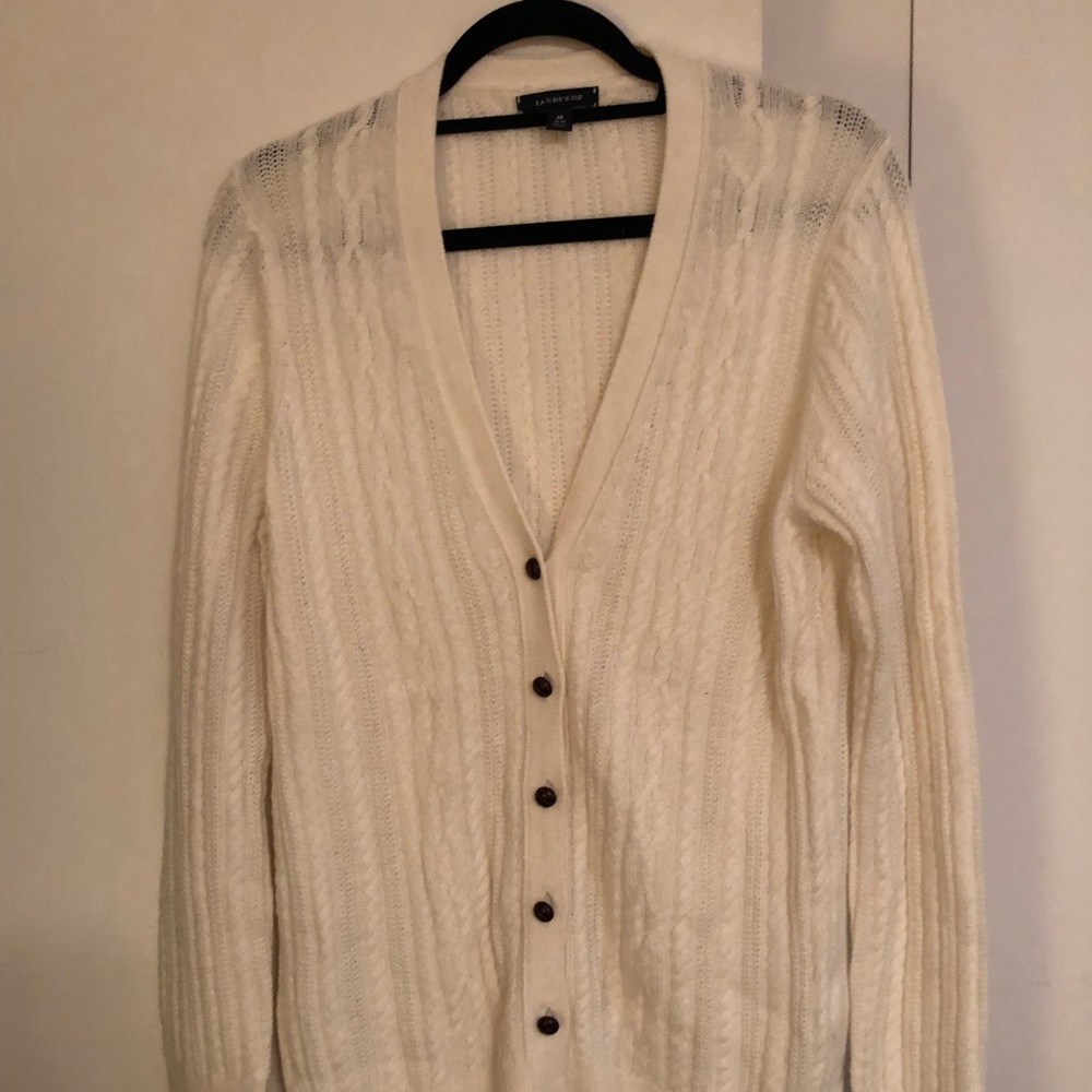 Lands end cable knit cardigan sweater